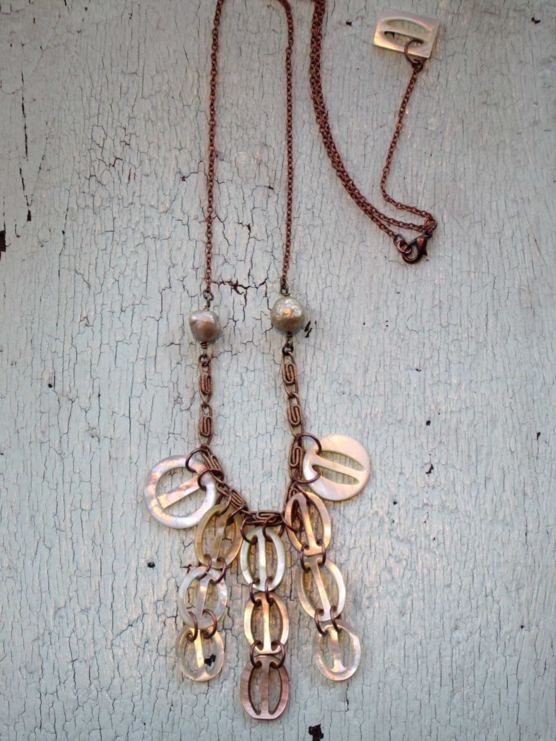Eco Friendly Necklace - Repurposed Mother of Pearl