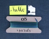 Blue Green Ribbon // 5 yards packaging ribbon wrapped on handlettered chipboard spool