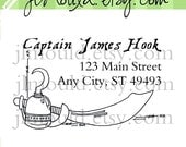 Wicked Captian Hook Pirate Sword Fairytale Fairy Wedding Tale Custom Stamp JLMould  0252 Handmade By Return Address