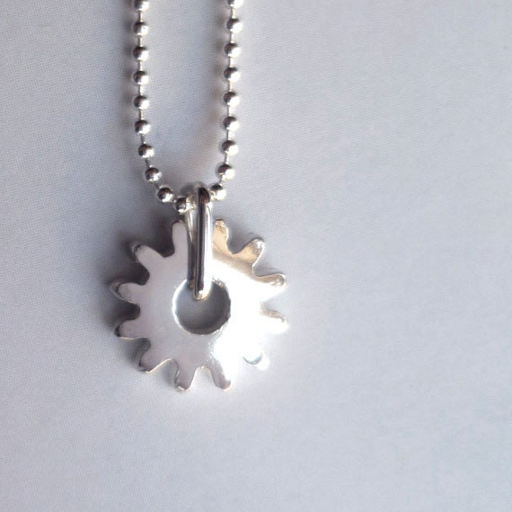Tiny Gear Necklace - Sterling Silver - Small Cogs - Miniature - Delicate - Industrial Chic - Handmade - Minimalist - Modern - Gear Jewelry