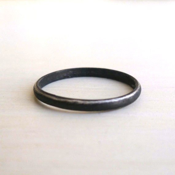 Stacked Ring - Oxidized - Sterling Silver - Black - Half Round - Custom - Handmade - Minimalist - Stackable - Rustic - Hipster Jewelry