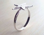 Starfish Ring - Sterling Silver - Nautical - Beach Wedding - Beach Jewelry - Textured - Natural - Organic - Starfish Jewelry