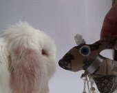 a crown for the King OOAK handmade hare brooch regal royalty prince upcycled bronze brown grey taupe kingdom