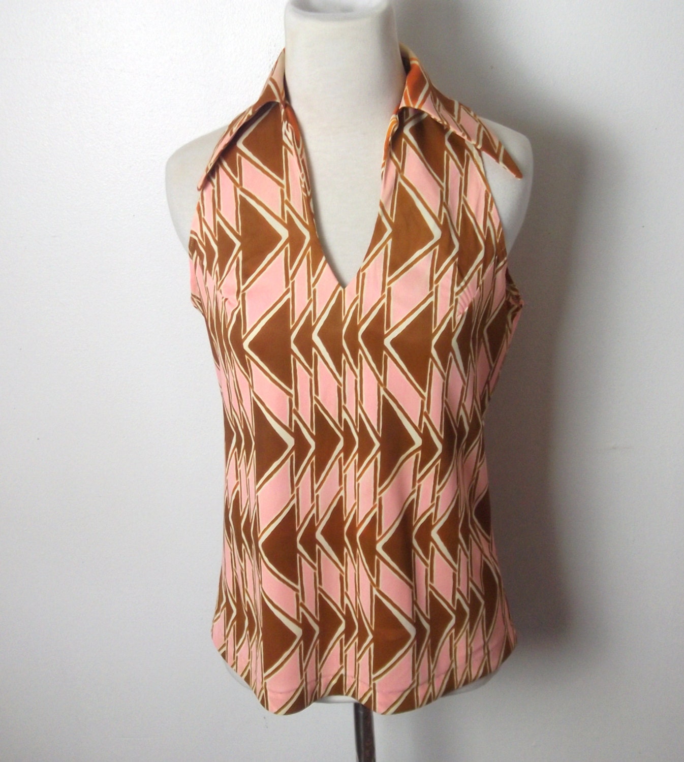 1960's Vintage Mod Print Halter Top