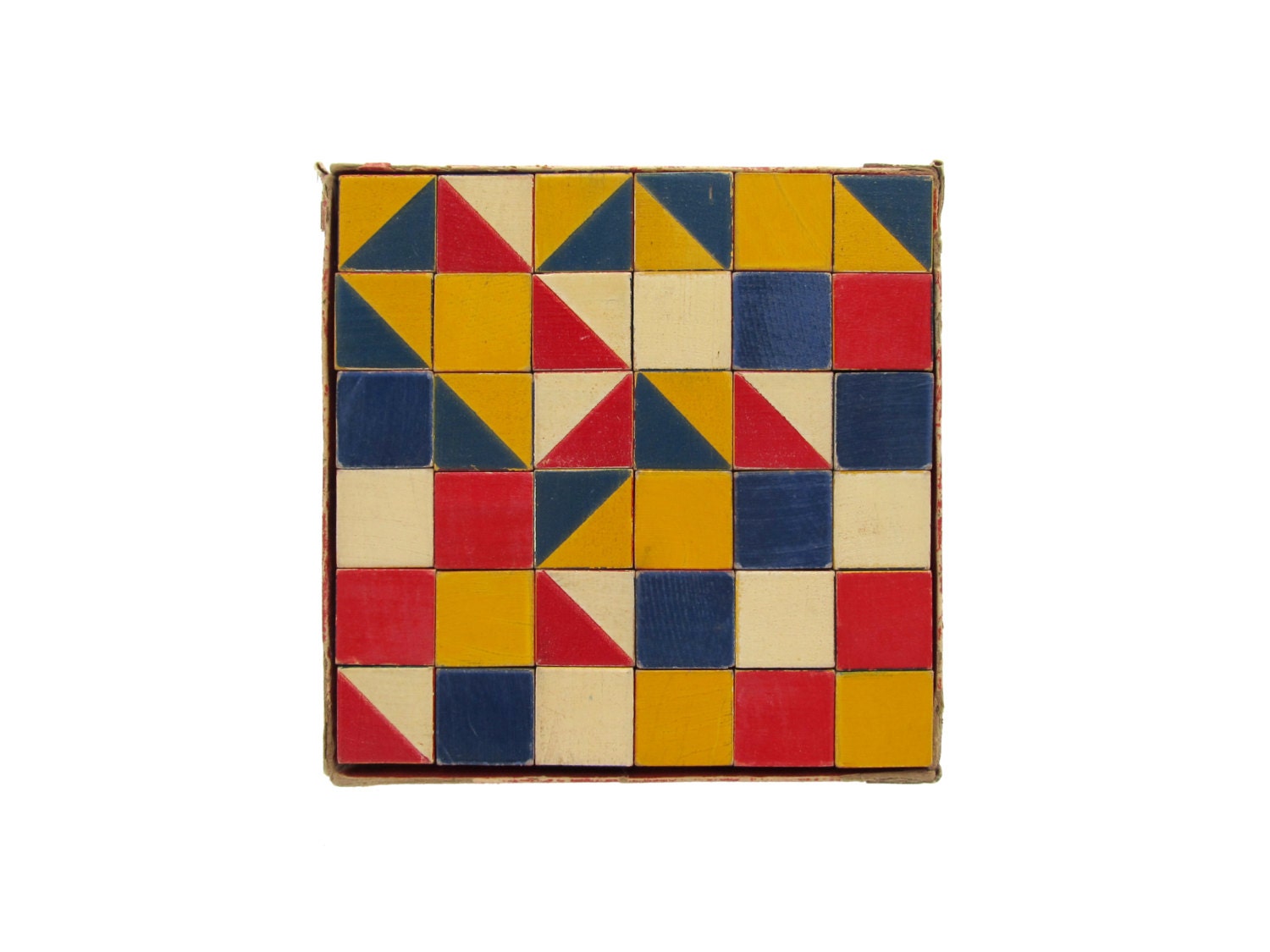 Vintage COLOR CUBES by The Embossing Company - Set of 36 Wooden Blocks