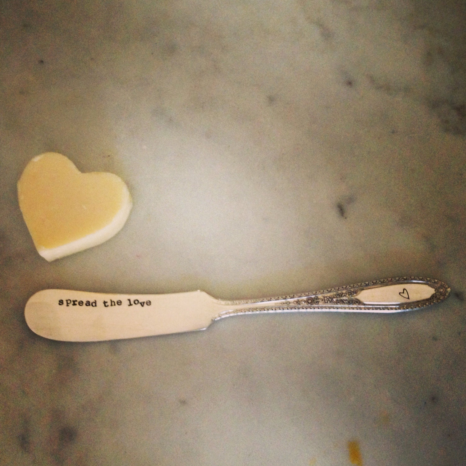 Spread the Love Stamped Silver Plate Vintage Cheese Knife/Spreader