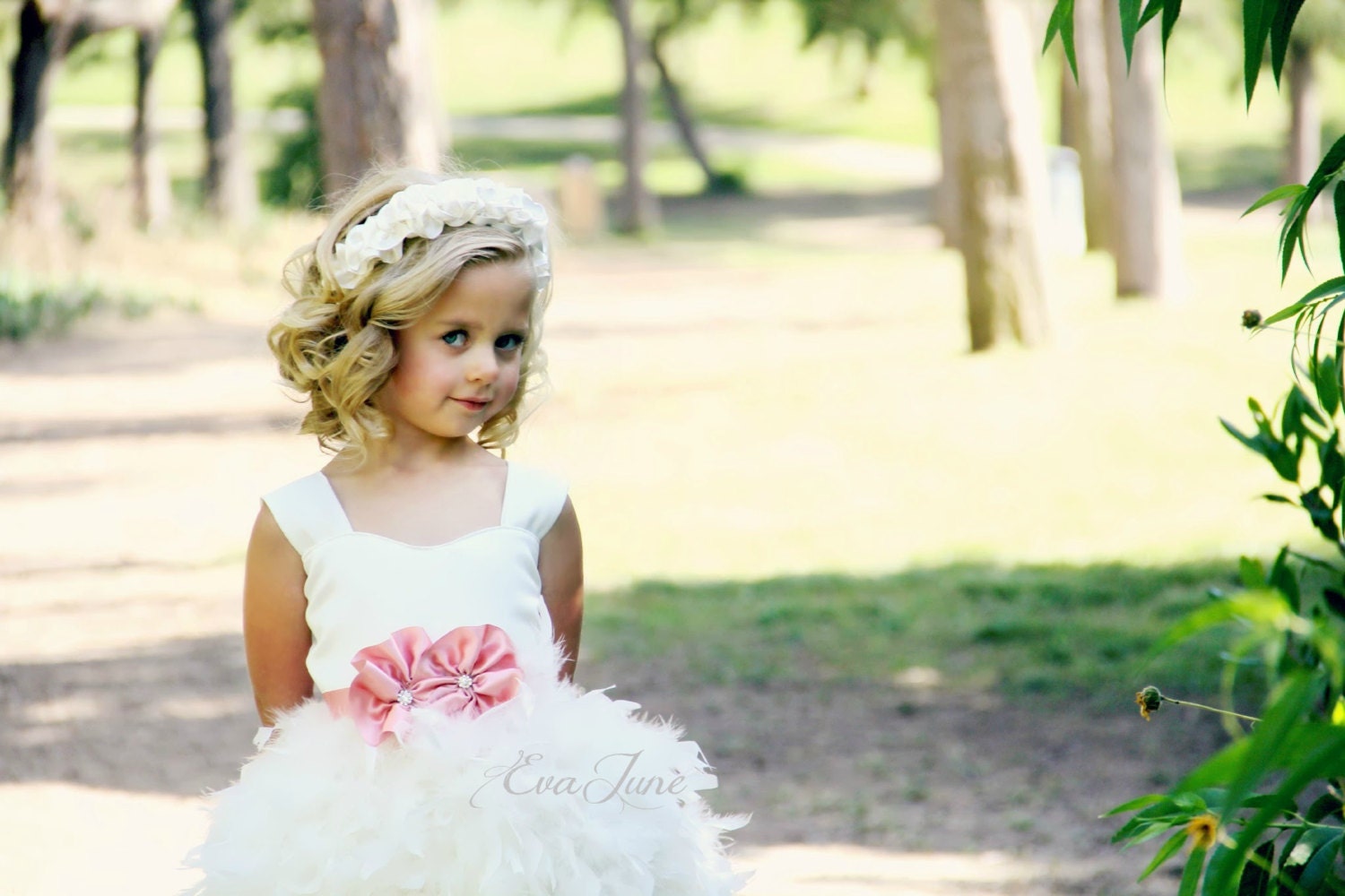 Flower Girl Crown, Halo,  Headband, White, Ivory, Bridal Hair Piece, Ethereal Angel.
