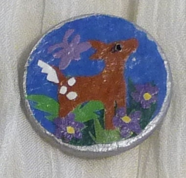 Handmade, original deer pin with butterflies