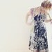 Black/White/Grey Abstract Silk Chiffon Halter Neck Dress