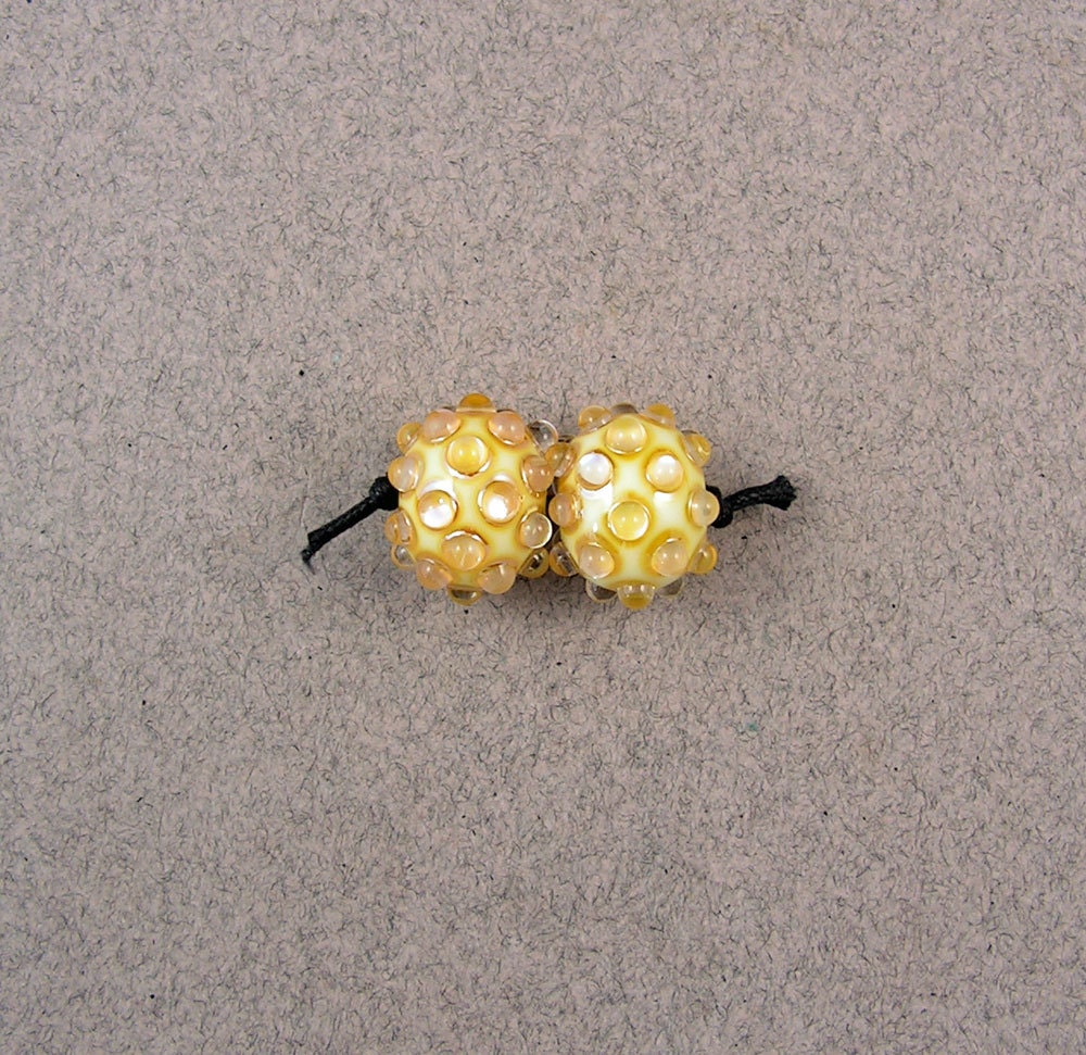 EVOLVING - Helios Shimmer Pair - Lampwork Glass Beads by Shani Barrett SRA