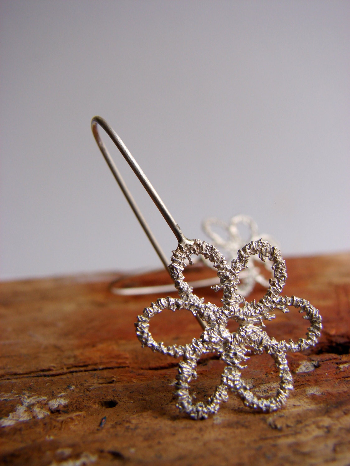 Lace Earrings Flower Sterling Silver Dangle Earrings