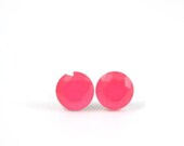 Neon Pink Earring Studs - Neon Earrings - Neon Jewelry - Hot Pink Earring Studs - Faceted Rhinestone Earrings