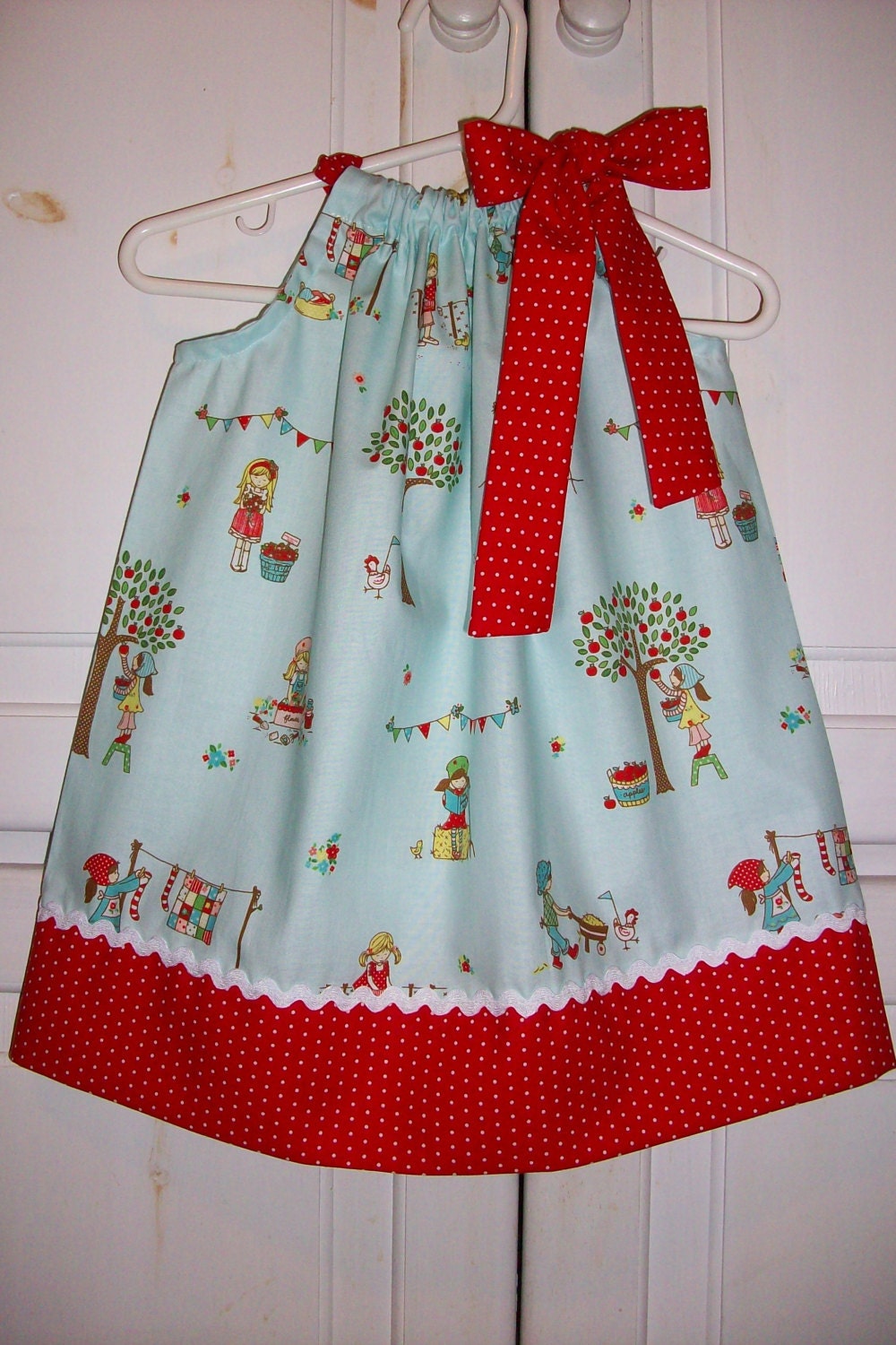 Pillowcase Dress the Simple Life Riley Blake Country Summer Blue Red baby toddler girl