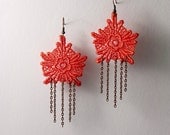 lace fringe earrings - FRANCOISE - tangerine - long earrings