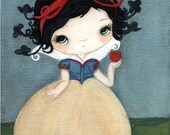 Snow White Art Bird Fairy Tale Print Apple---The Birds Will Take Me Print 5 x 7