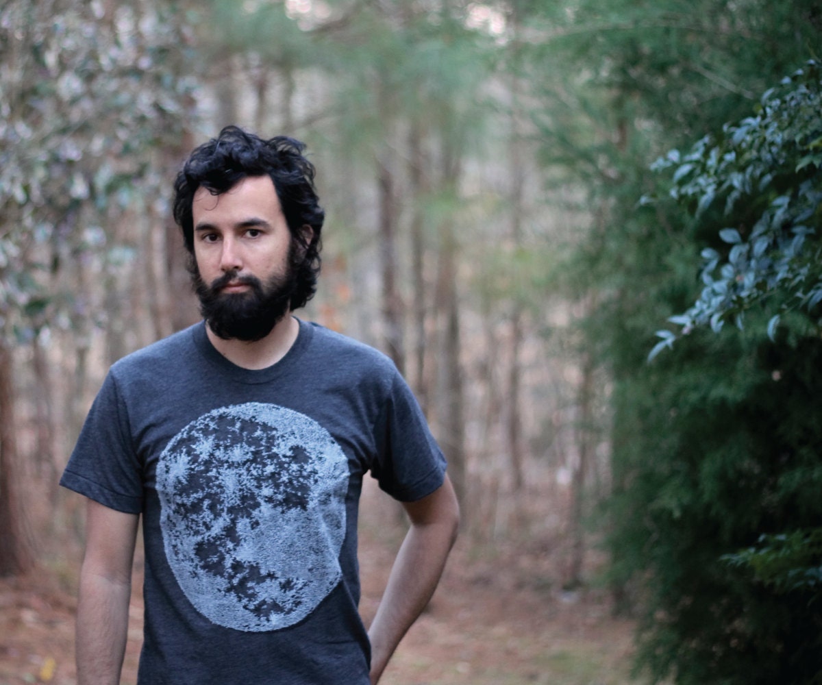 Mens t shirt - fathers day / gift for dad - full moon screenprint on heather black - men tshirt - summer fashion - My Moon, My Man