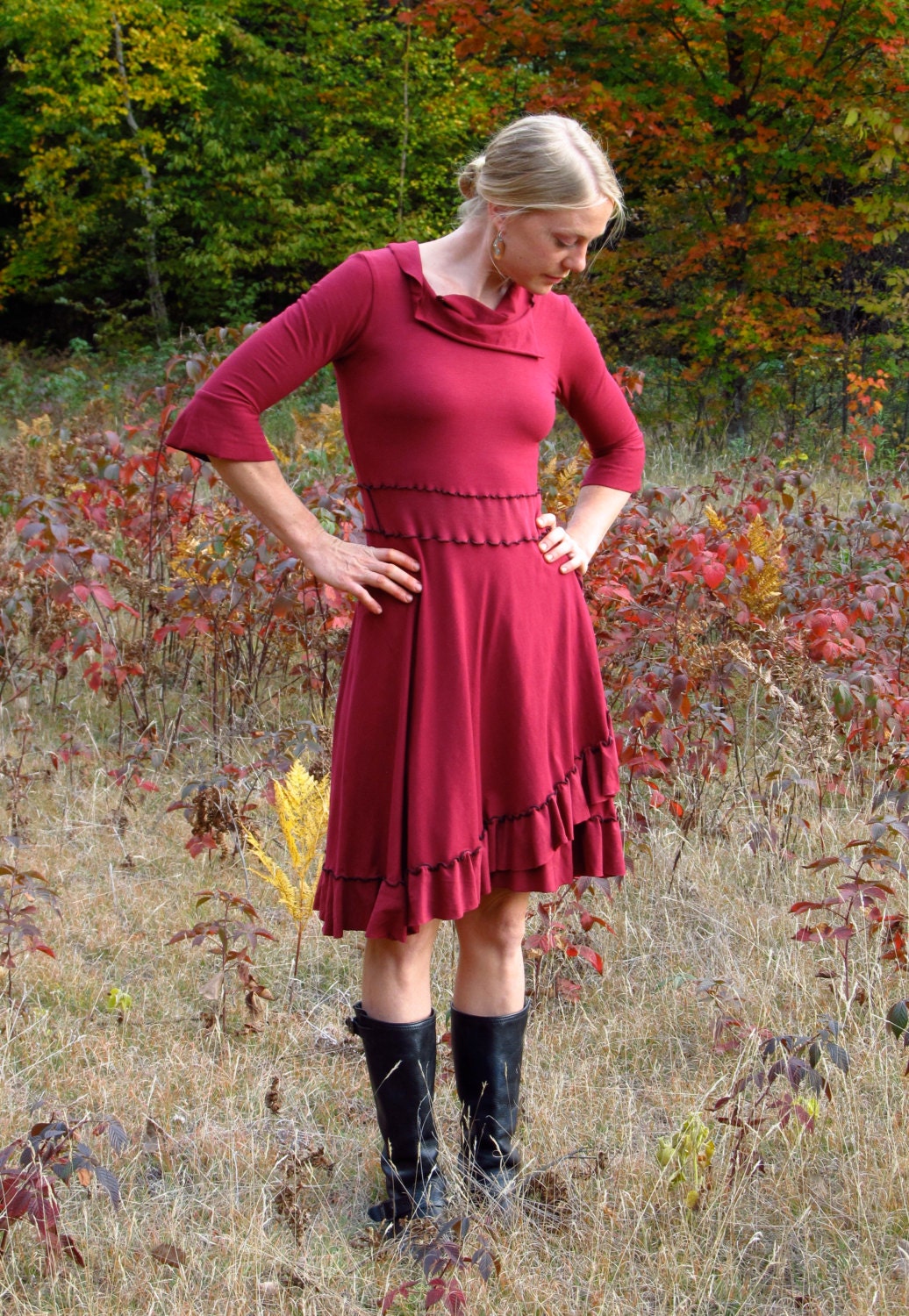 Ruffled Simple Dress Made to Order Organic Fabric