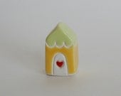 Little Clay House ceramic pottery miniature yellow green collectible terrarium decor
