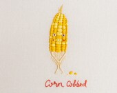 Corn Cobbed Embroidery - A4 giclee print