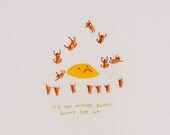 Epic Battle 3: Egg vs Baked Beans (It's not always sunny, sunny side up) Embroidery - A4 giclee print