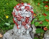 Red rose garden cascading brooch bouquet -- deposit on a made-to-order wedding bouquet