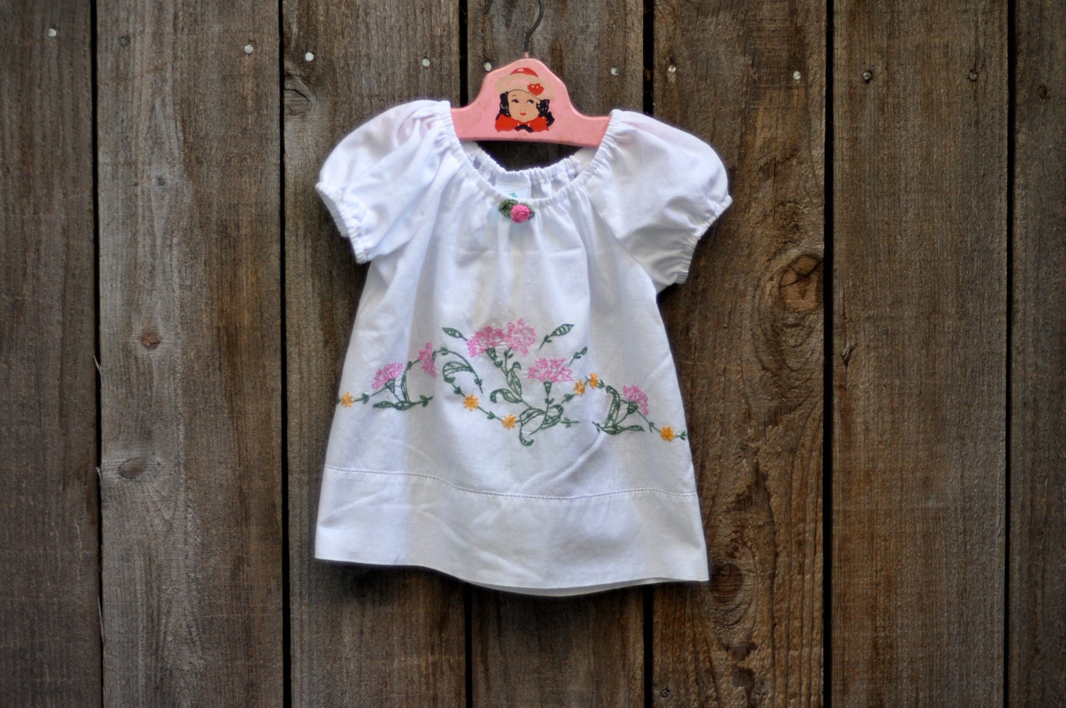 Vintage Pillow Case Baby Peasant Blouse Size 2