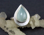 Blue Aquamarine Silver Statement Ring, Modern, Geometric