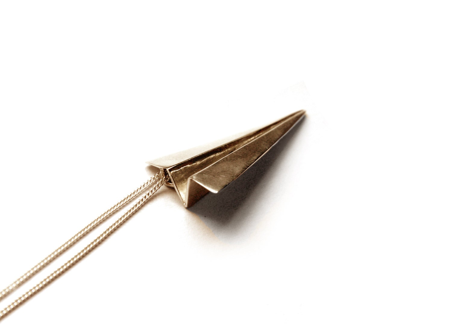 Paper Plane Necklace in Bronze