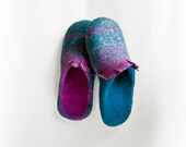 Women house shoes, linen and wool eco friendly felted slippers, Mother's Day Gifts