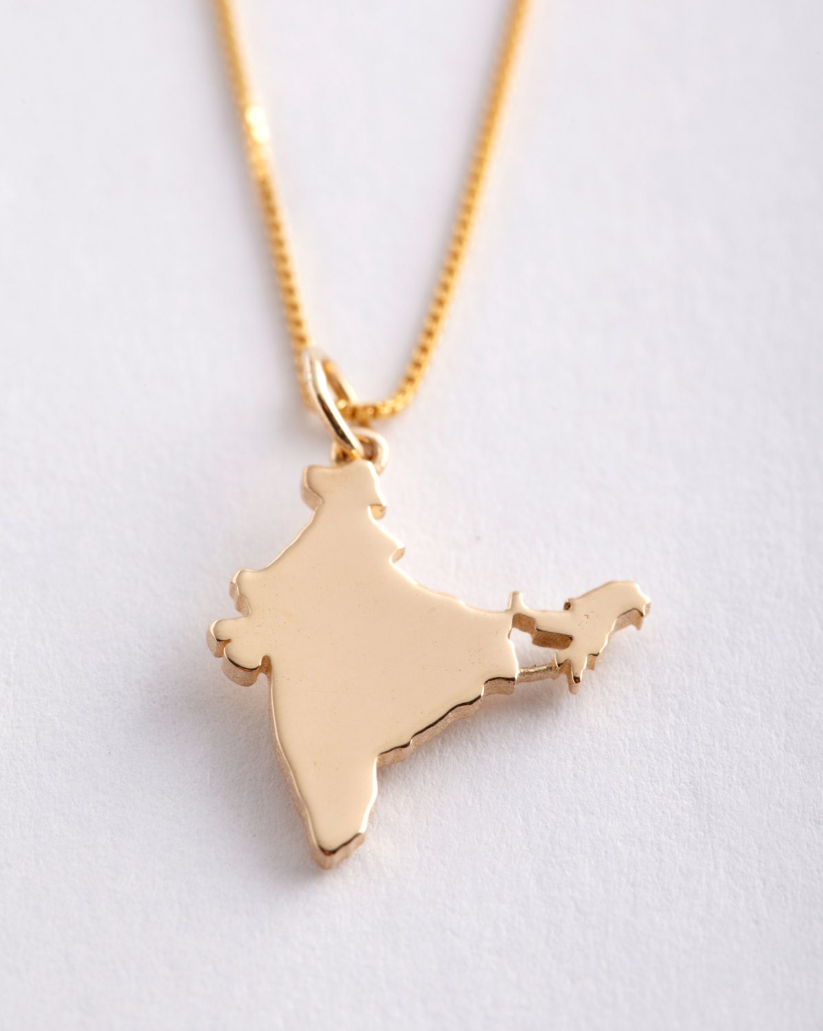 10k Solid Gold Map of India Pendant or Charm