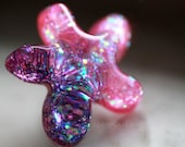 Ombre - Jewelry - Ring - modern resin ring floral flower design abstract pink purple glitter adjustable size handcrafted by isewcute