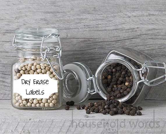 Dry Erase Labels for  Jars, drawers, craft supplies, wedding decorations, Whiteboard Vinyl Caddy and canister Orginization