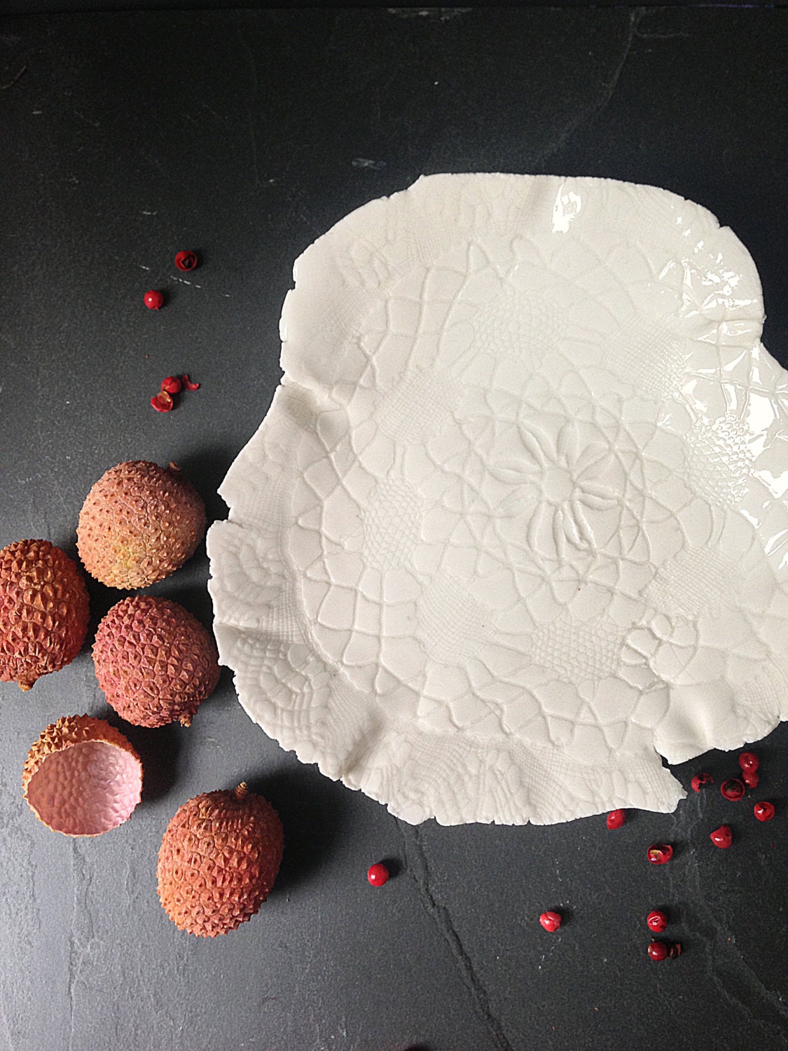 White Porcelain Bowl Handmade Dish Modern Art Tableware Food Serving Dining Entertaining Present For Gourmet, Her, Wedding Gift Under 50