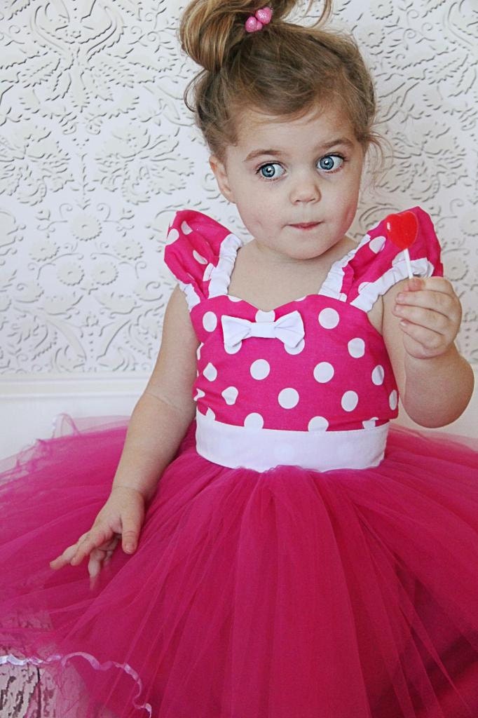 Hot pink Polka Dots MINNIE  dress TUTU  Party Dress  super twirly  dress 1st Birthday party