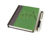 Handbound Journal - Unique Green Journal with Oak Leaf Embroidery - Writer Gift