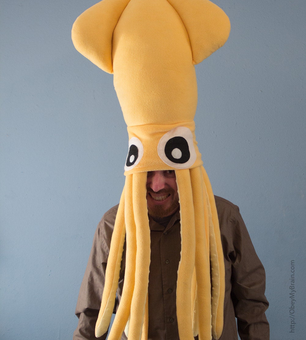 Giant Squid Fleece Hat - Yellow
