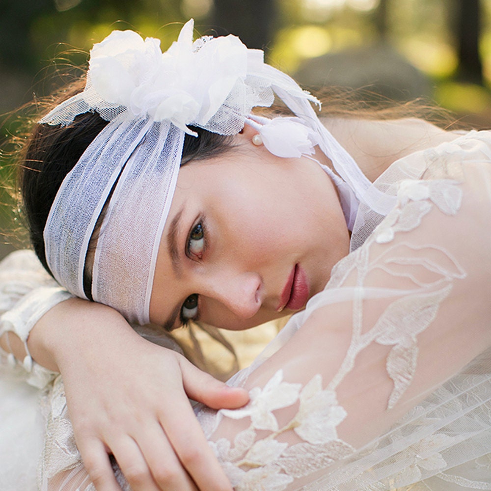 Petunia English Net Bridal Headband Style 1882