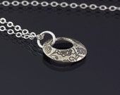 Small Rose Garden Loop Necklace - Etched Sterling Silver Pendant
