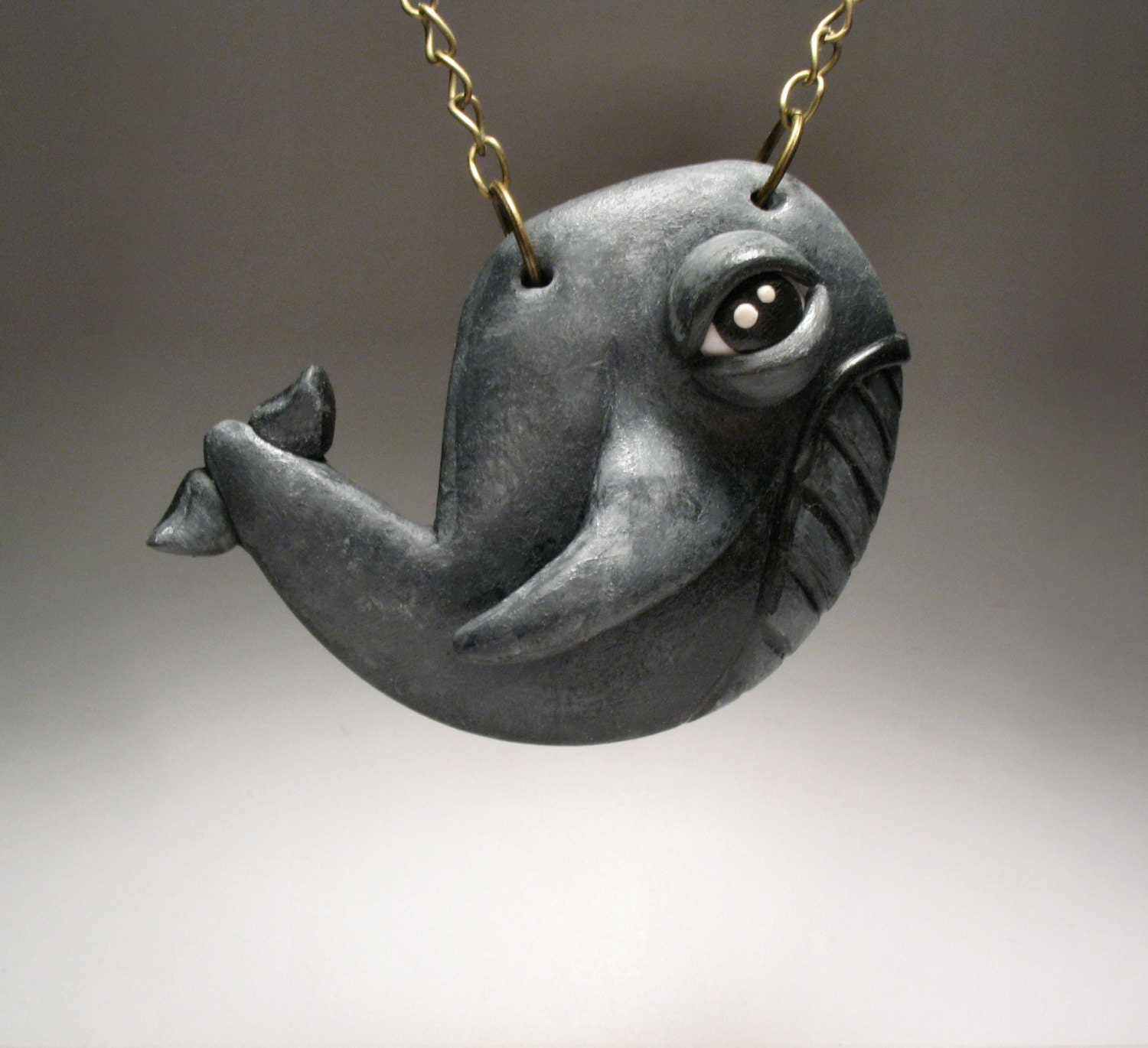 Whimsical Whale Necklace - Wearable Art Sculpture