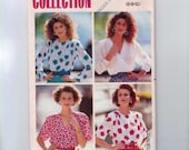 1980s Misses Sewing Pattern Butterick 3364 Misses Easy Blouse Shirt Top Size 6 8 10 Bust 30 1/2 31 1/2 32 1/2 80s 1989