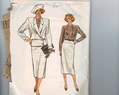 1980s Misses Sewing Pattern Vogue 9141 Misses Skirt Blouse Slim Pencil Skirt Size 6 8 10 Bust 30 1/2 31 1/2 32 1/2 80s