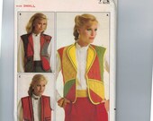 1980s Vintage Sewing Pattern Butterick 4106 Misses Quilted Patchwork Vest Size Small Size 8 10 Bust 31 1/2 32 1/2 80s UNCUT