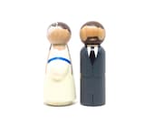 Pregnant Bride Cake toppers with 3D belly - Expecting Couple Wooden Peg Doll Wedding Toppers