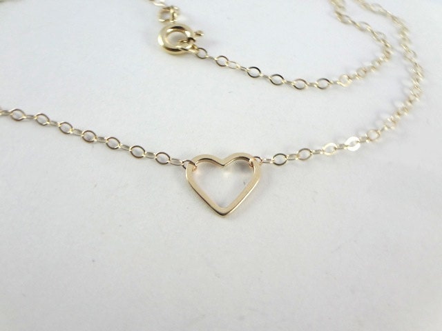 14K Gold heart necklace Tiny gold heart Gold necklace Gold jewelry Mother's Day gifts for her
