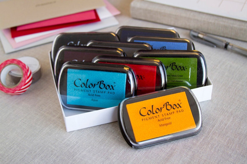 ColorBox Pigment Ink Pads - Many Colors Your Choice - Black Antique Pewter Pink Sky Blue Chestnut Marigold Midnight Moss Green Aqua Scarlet