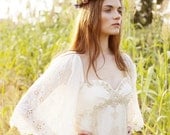 Gypsy Rose - Romantic Boho French Lace Eyelet Wedding Gown Custom made Wedding Dress