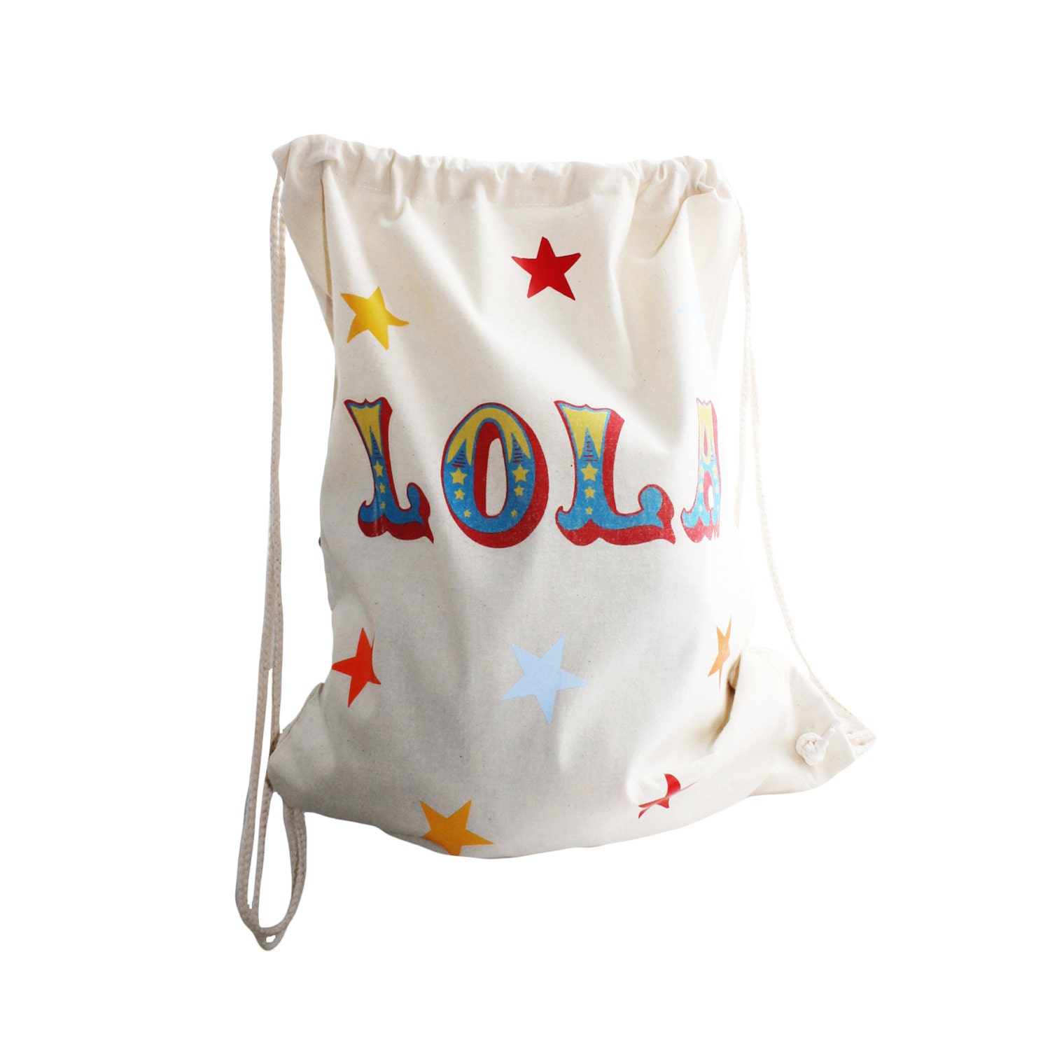 Your Name with Stars Drawstring Bag