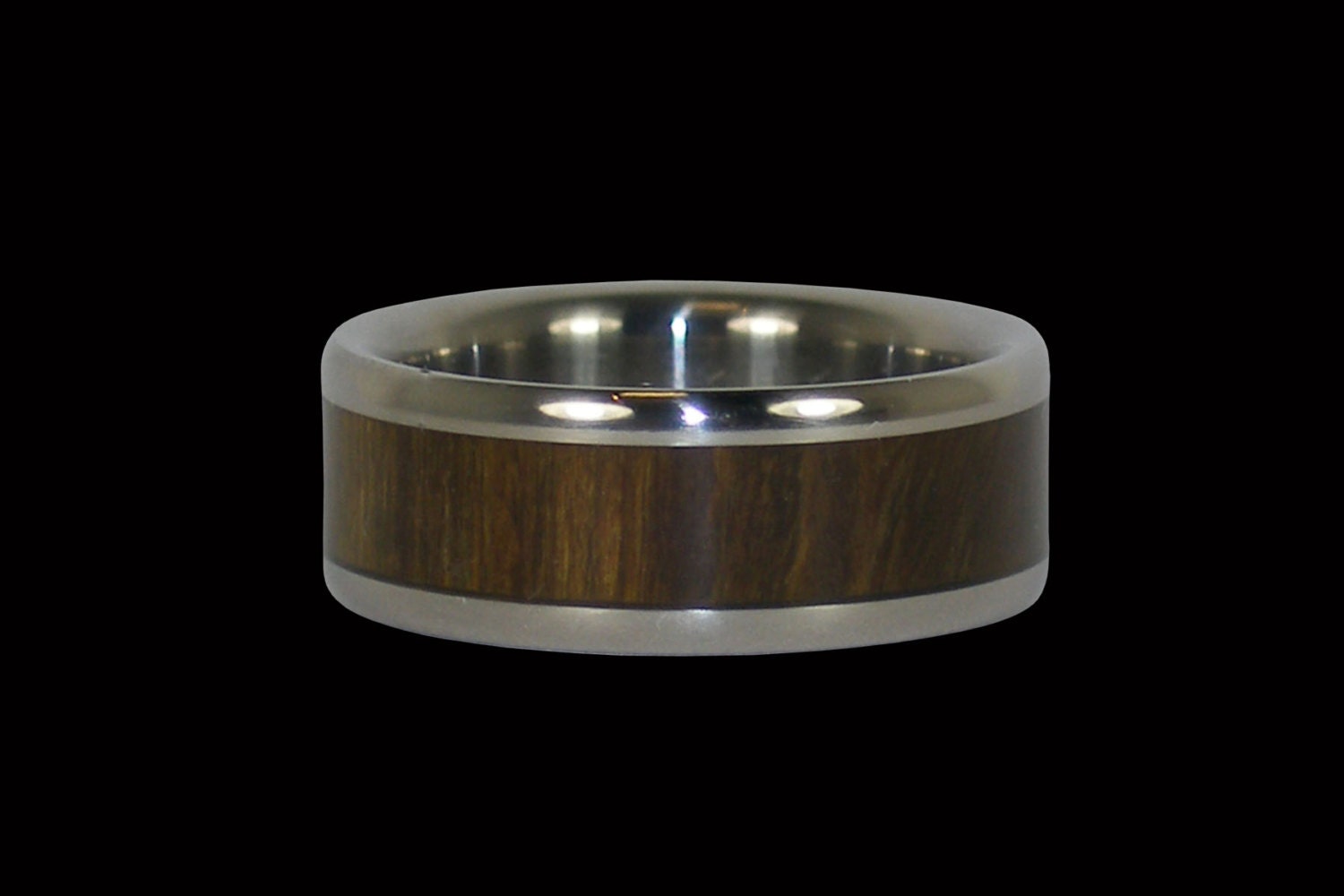 Hawaii Titanium Rings Lignum Vaite Wood inlay Titanium Ring