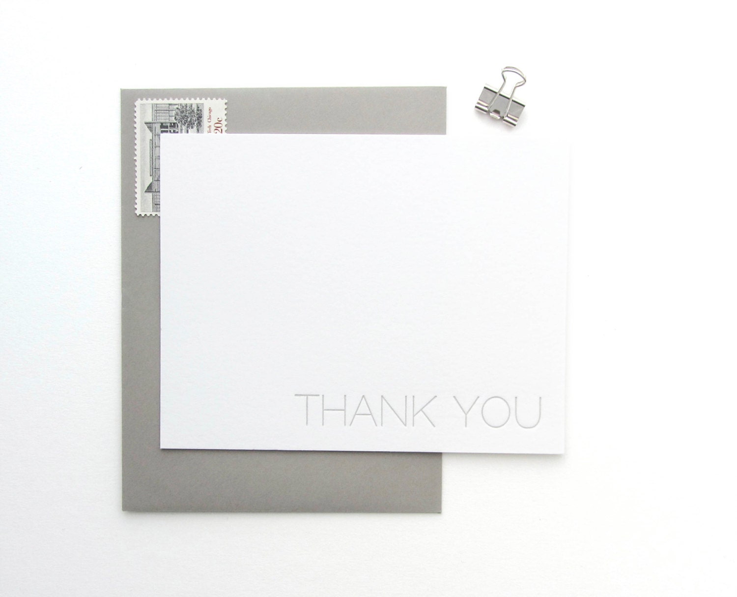 Letterpress 'Thank You'  Modern Note Cards - Gray