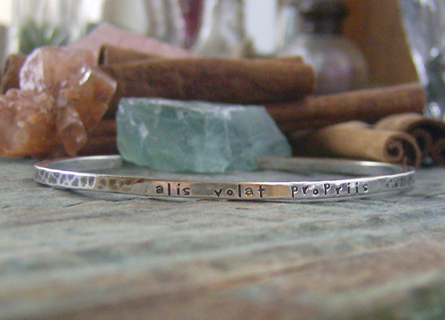 Hand Stamped sterling silver thin stacking personalized cuff bracelet